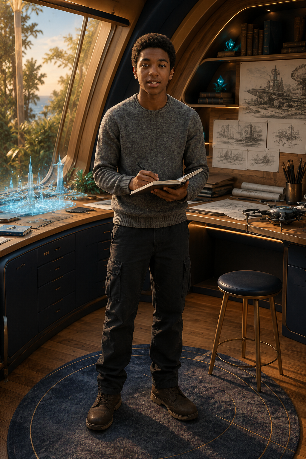 Elias — full-body character study, production reference